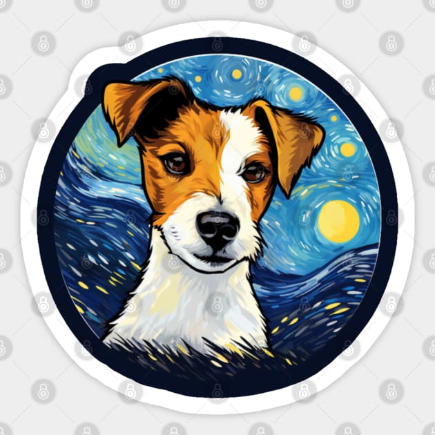 Jack Russell Terrier, van gogh style, starry night, Post-impressionism Sticker by Pattyld